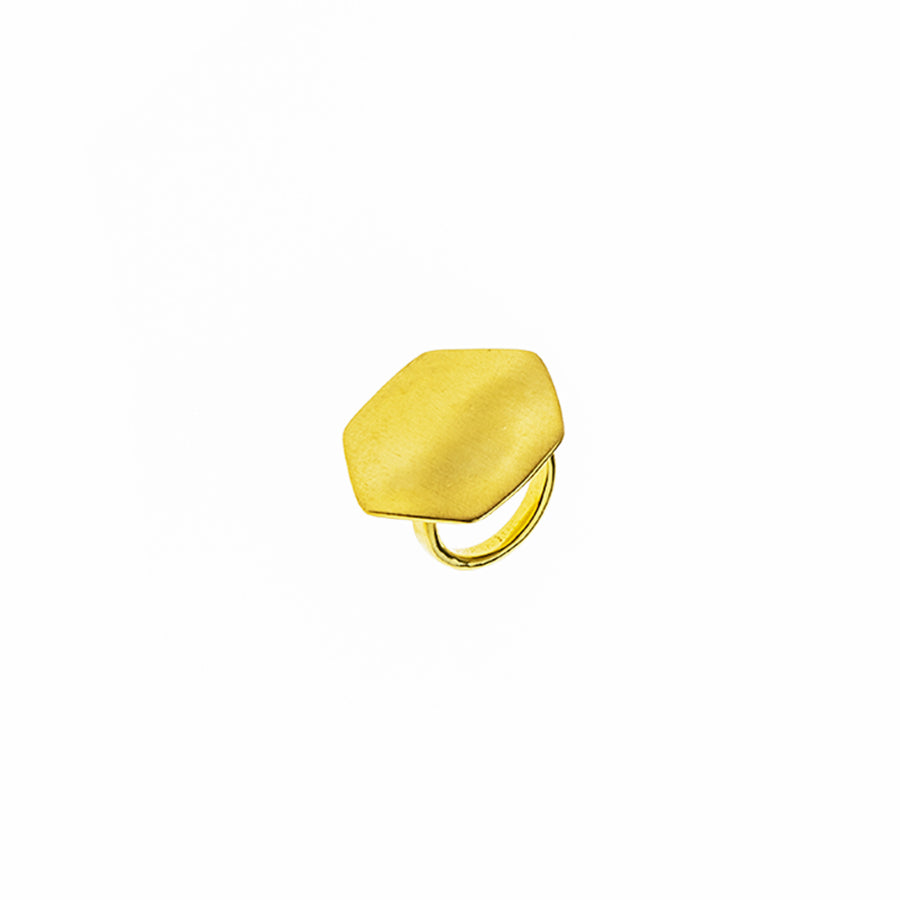 Anello Grande, Brillante e Scintillantie da Donna in Argento 925 Design Esagonale indossato