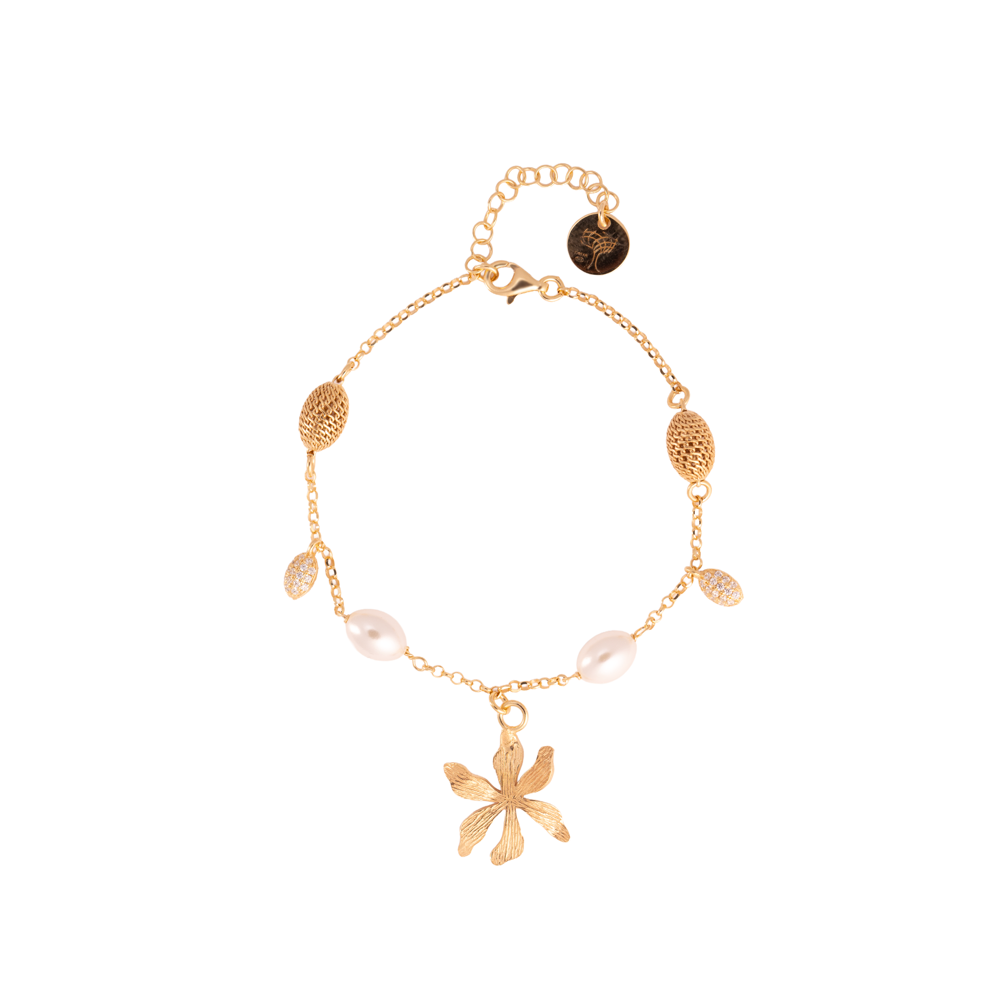 BRACCIALE JOLIE DI VITAE CON FIORE E ELEMENTI OVALI