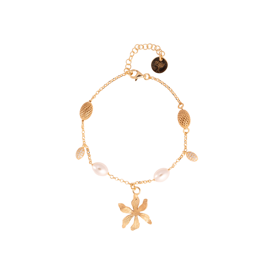 BRACCIALE JOLIE DI VITAE CON FIORE E ELEMENTI OVALI