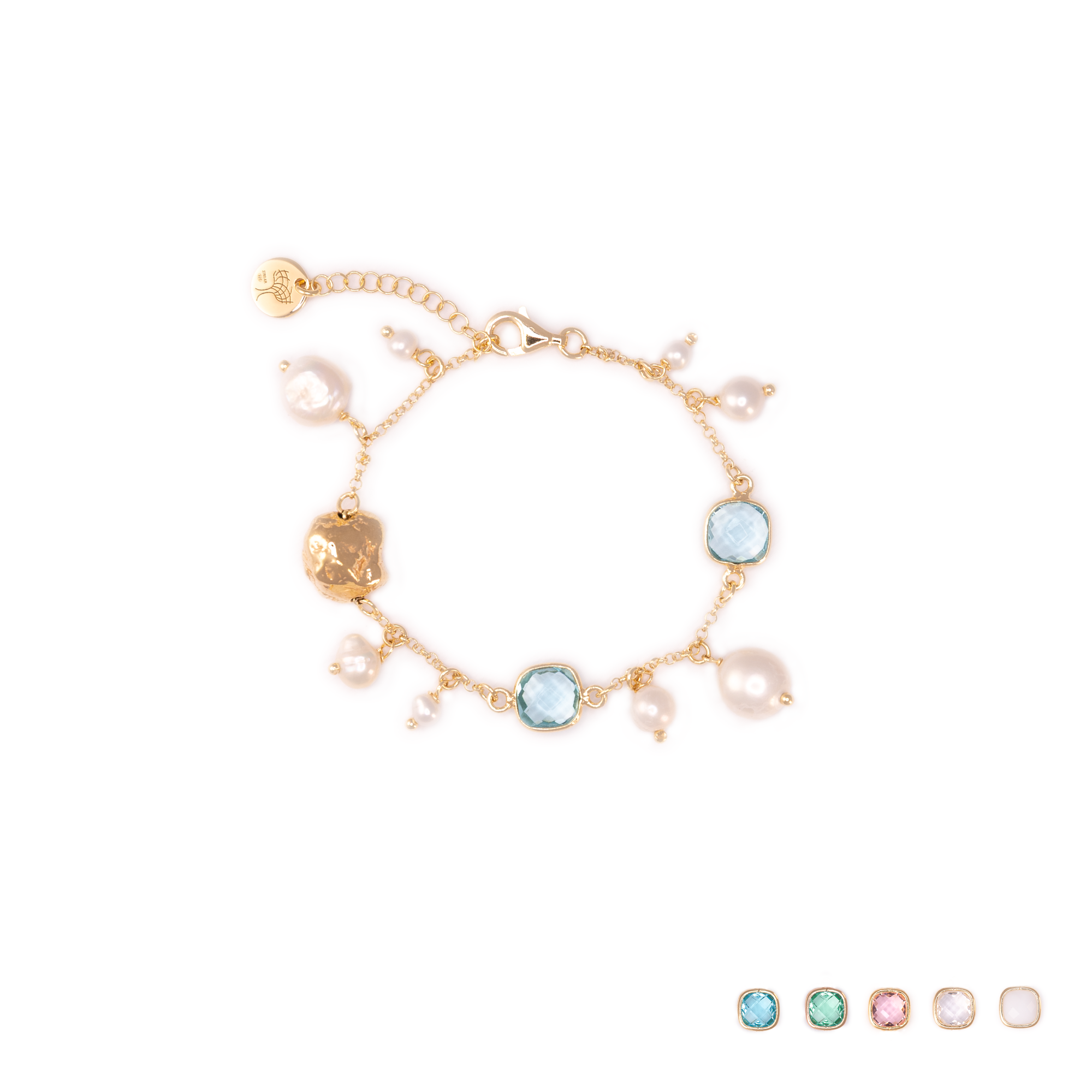 BRACCIALE PEPITE DI VITAE CON PERLE