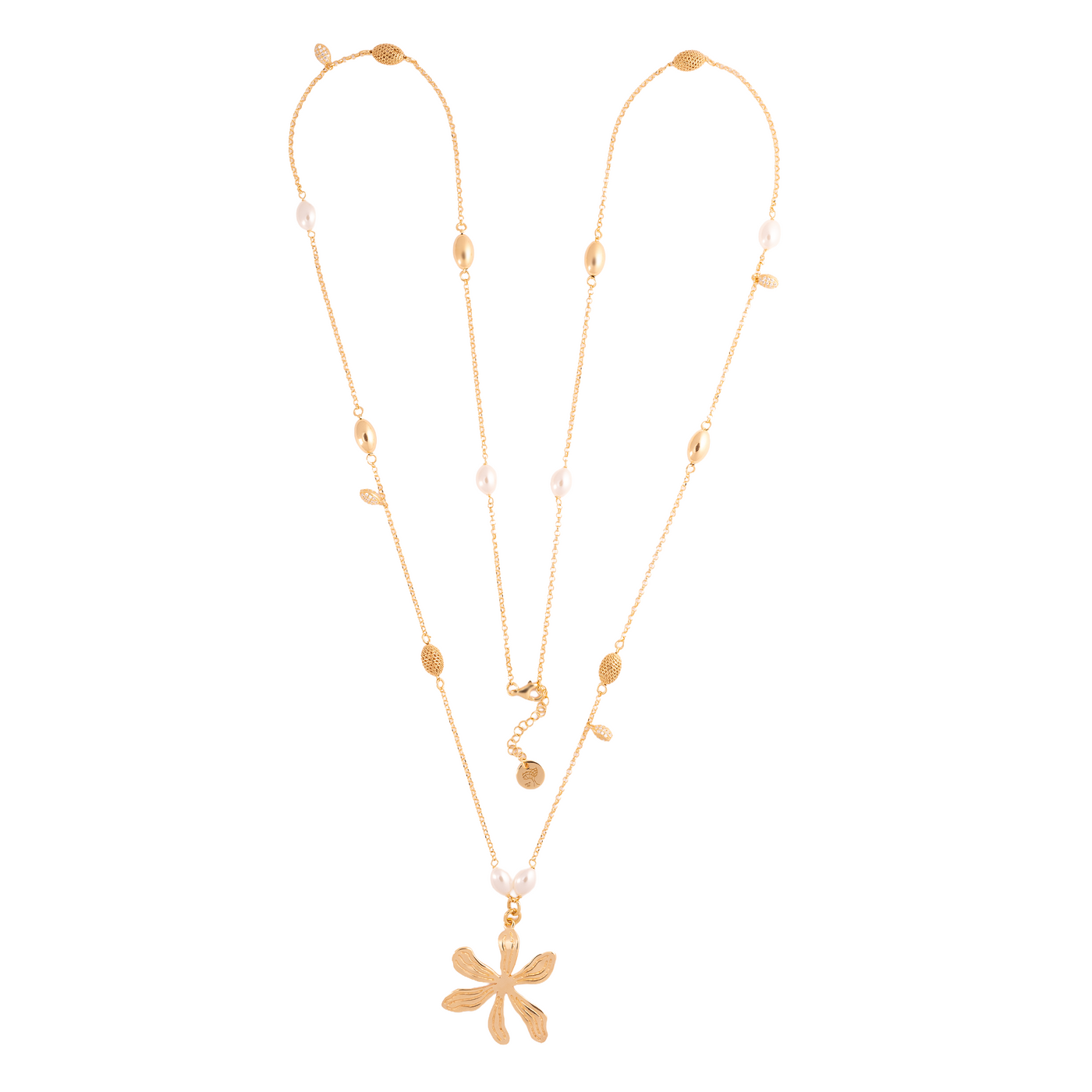 COLLANA JOLIE DI VITAE LUNGA CON FIORI E ELEMENTI OVALI