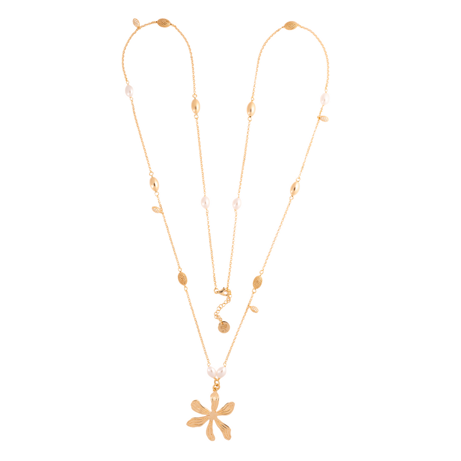 COLLANA JOLIE DI VITAE LUNGA CON FIORI E ELEMENTI OVALI