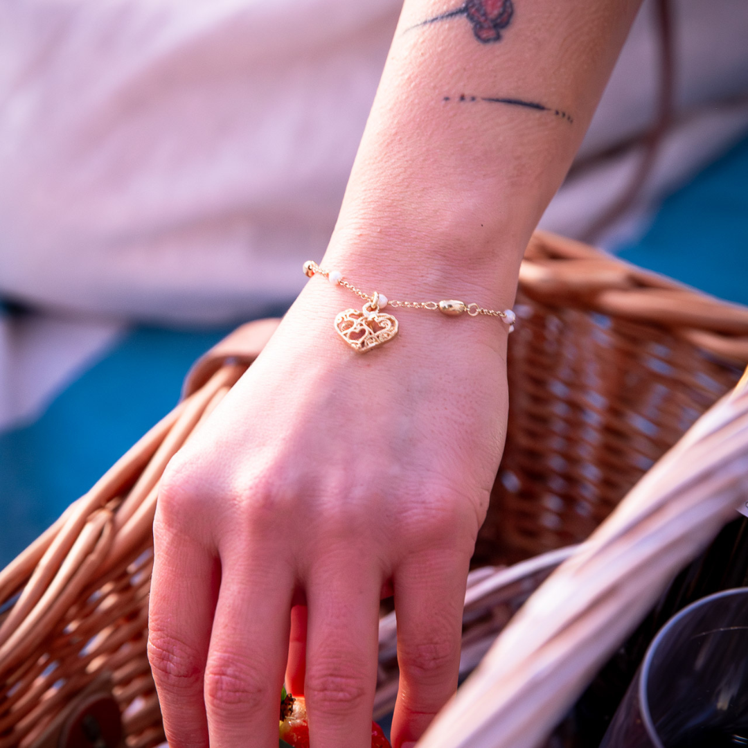 BRACCIALE CUORI DI VITAE CON PERLE