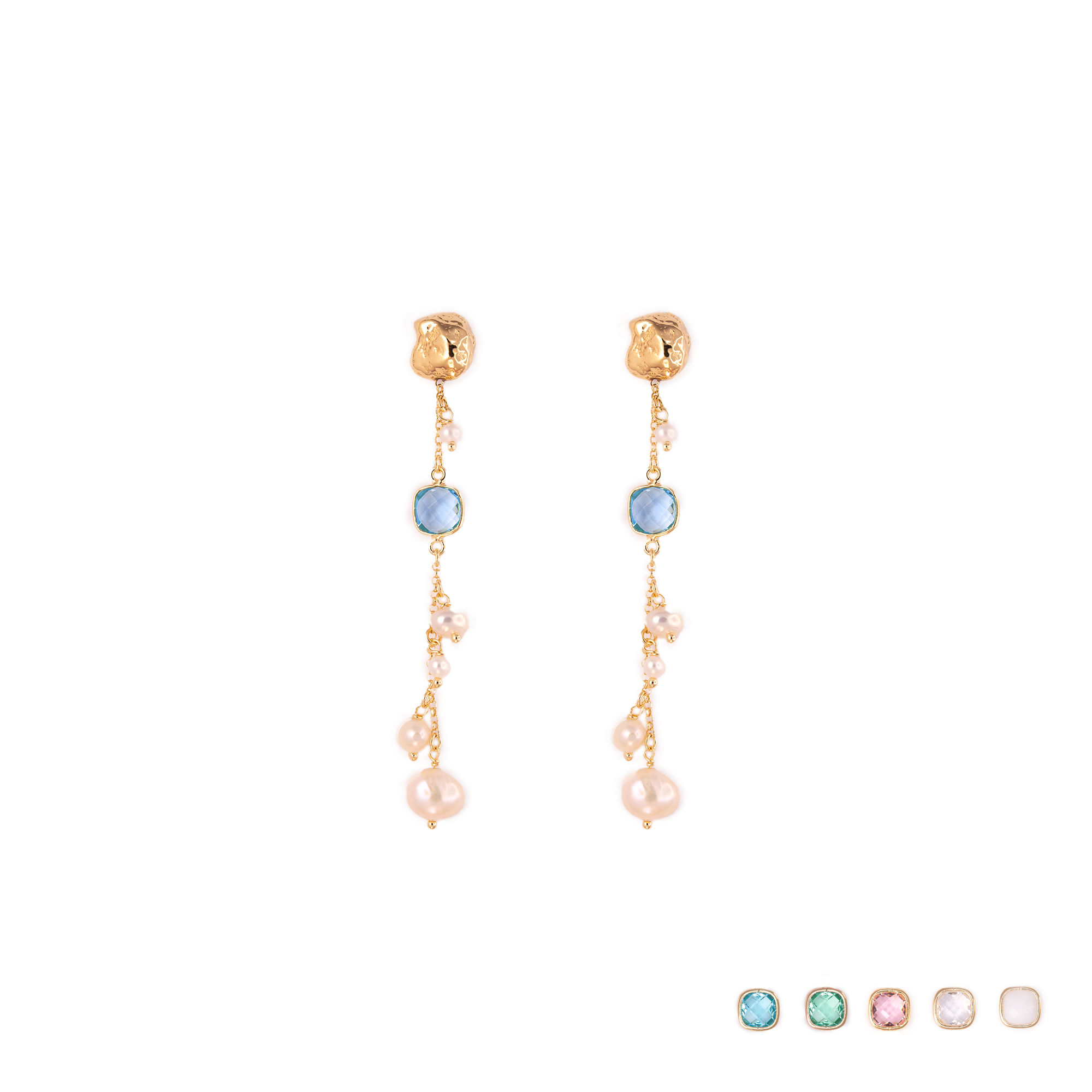 ORECCHINI CASCATA PEPITE DI VITAE CON PERLE