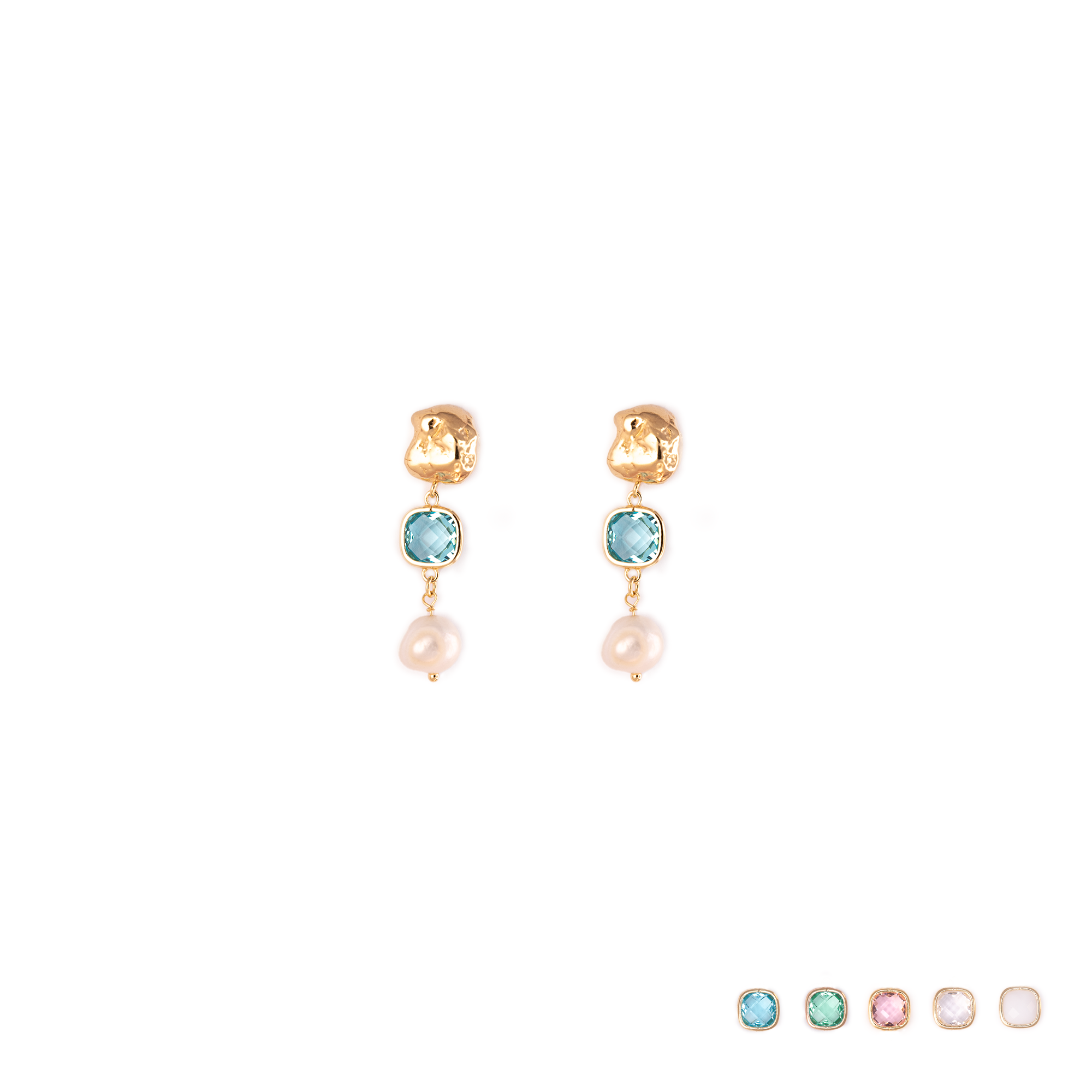 ORECCHINI CORTI PEPITE DI VITAE CON PERLE