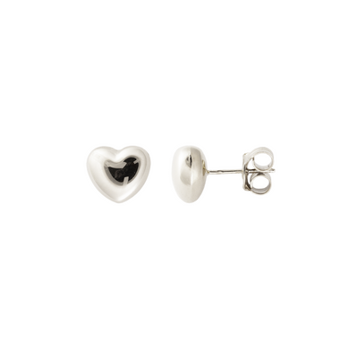 ORECCHINI CUORE BOMBATO ARGENTO