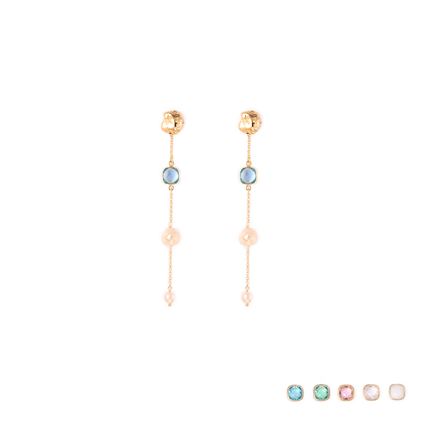 ORECCHINI LUNGHI PEPITE DI VITAE CON PERLE