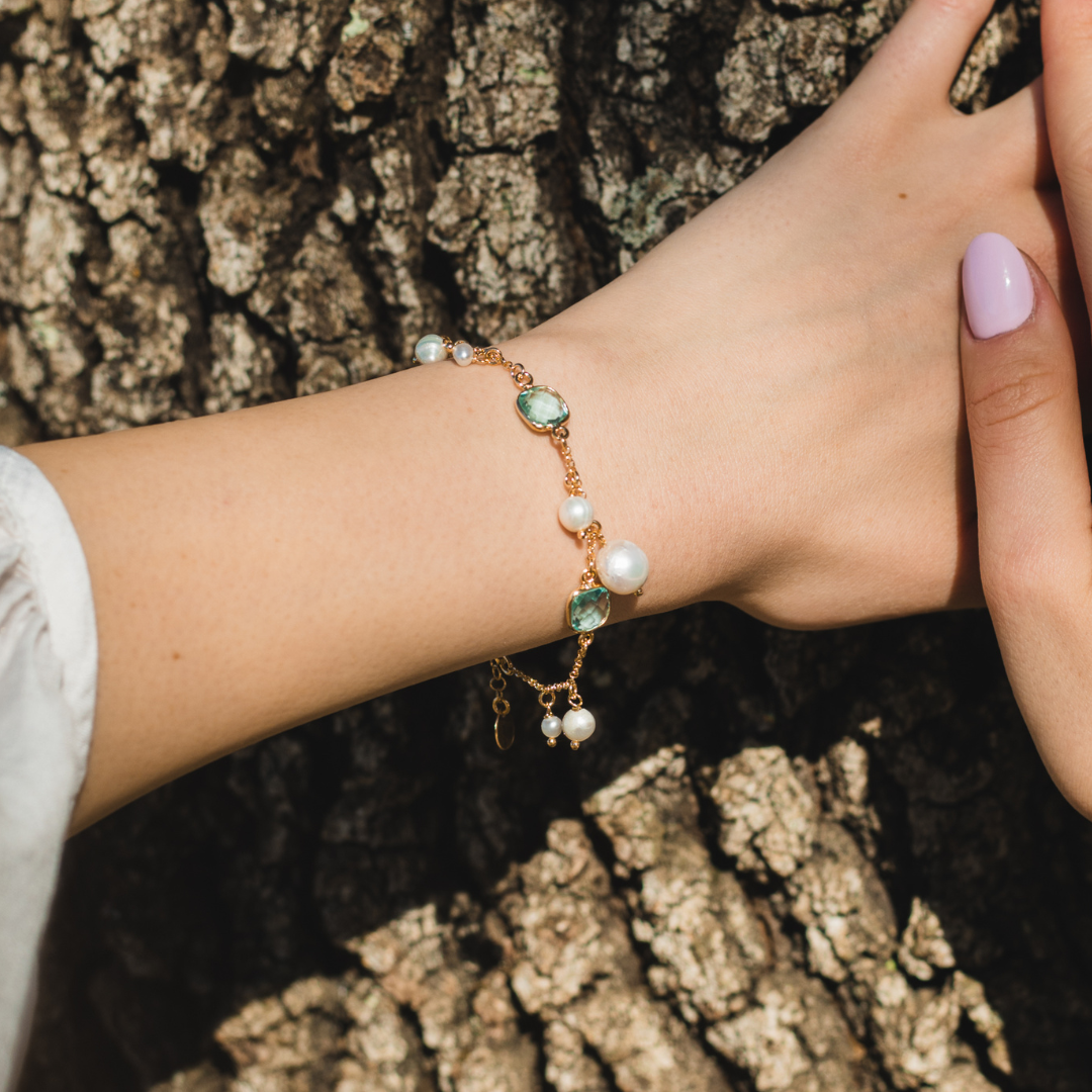 BRACCIALE PEPITE DI VITAE CON PERLE