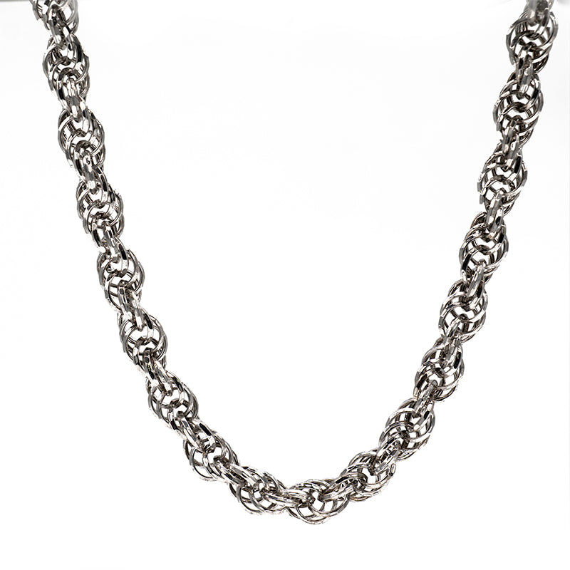 COLLANA IN ARGENTO MAGLIA TONDA TRIPLA INTRECCIATA
