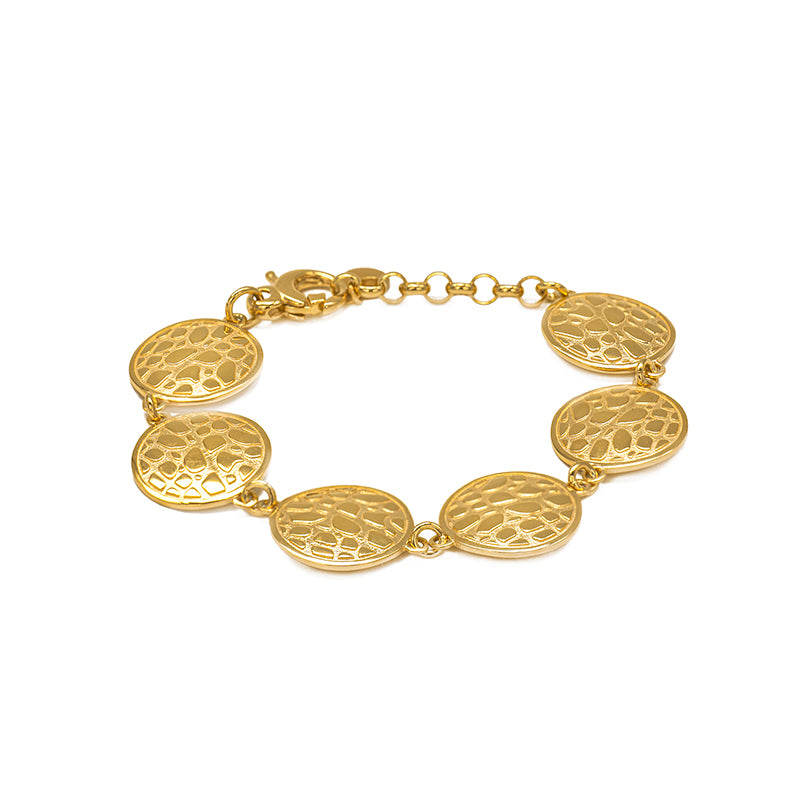 BRACCIALE IN ARGENTO CON ELEMENTI ROTONDI TEXTURE COCCODRILLO