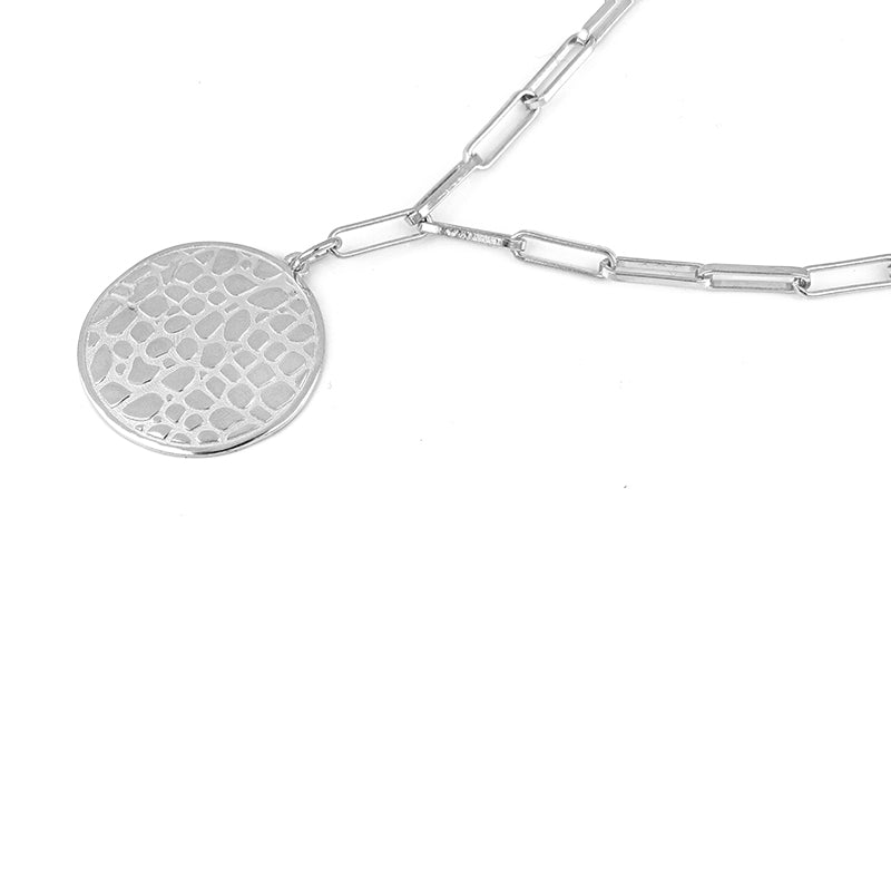 COLLANA LUXURY WILD IN ARGENTO CON PENDENTE TEXTURE COCCODRILLO
