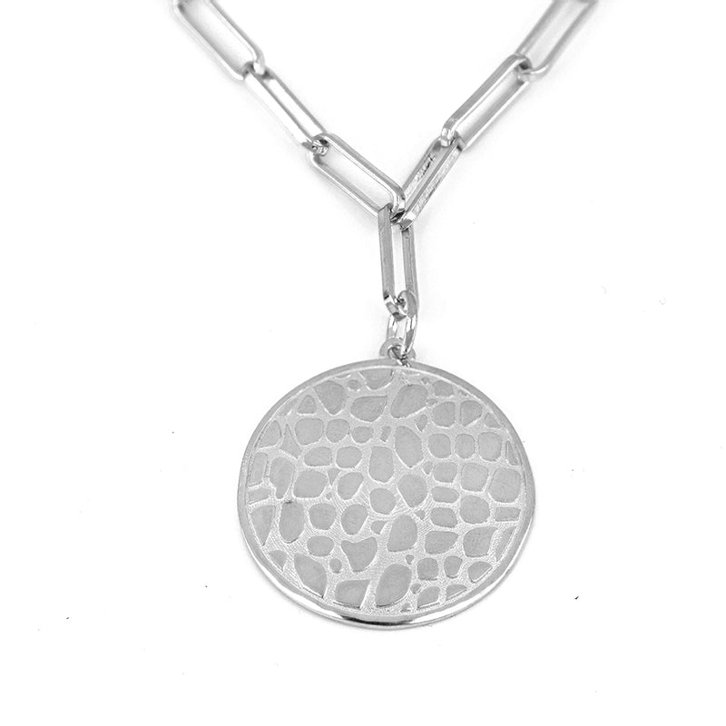 COLLANA LUXURY WILD IN ARGENTO CON PENDENTE TEXTURE COCCODRILLO