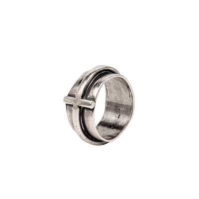ANELLO CROCE IN ARGENTO BRUNITO 925