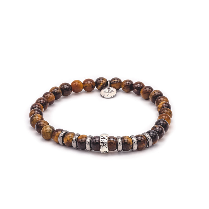 BRACCIALE ELASTICO PIETRA DURA NATURALE DI TIPO OCCHIO DI TIGRE