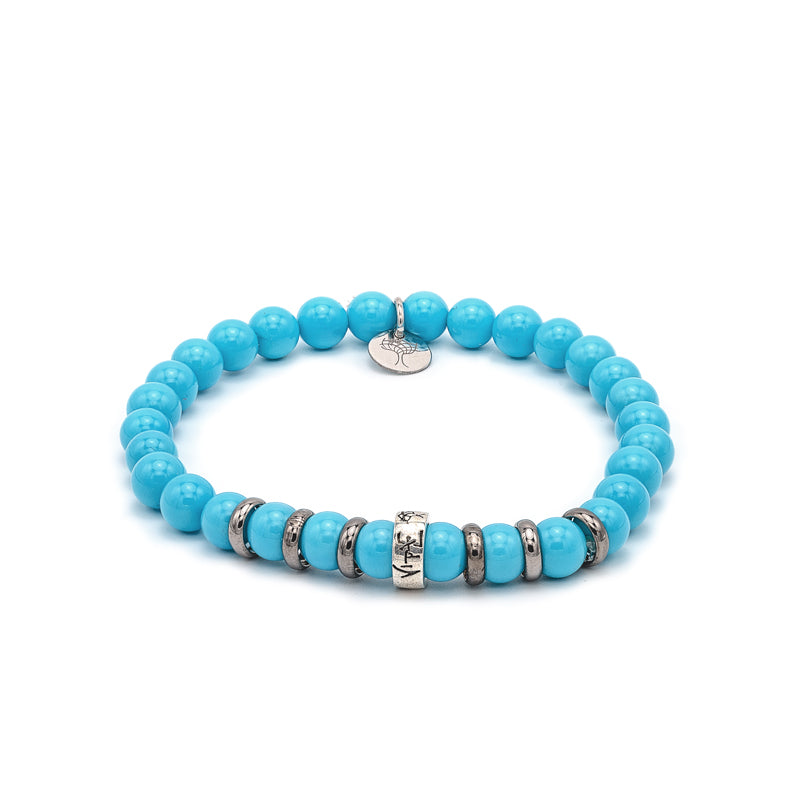 BRACCIALE ELASTICO PIETRA DURA NATURALE DI TIPO TURCHESE