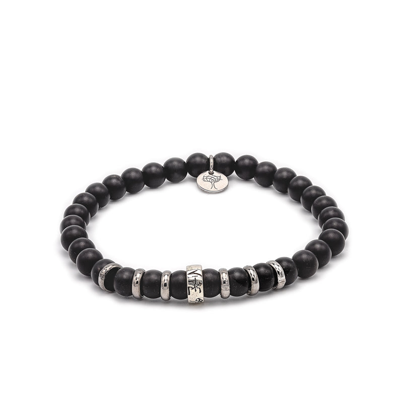 BRACCIALE ELASTICO PIETRA DURA NATURALE DI TIPO ONICE SATINATO