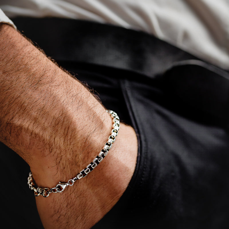 BRACCIALE IN ARGENTO BRUNITO MAGLIA INTRECCIATA