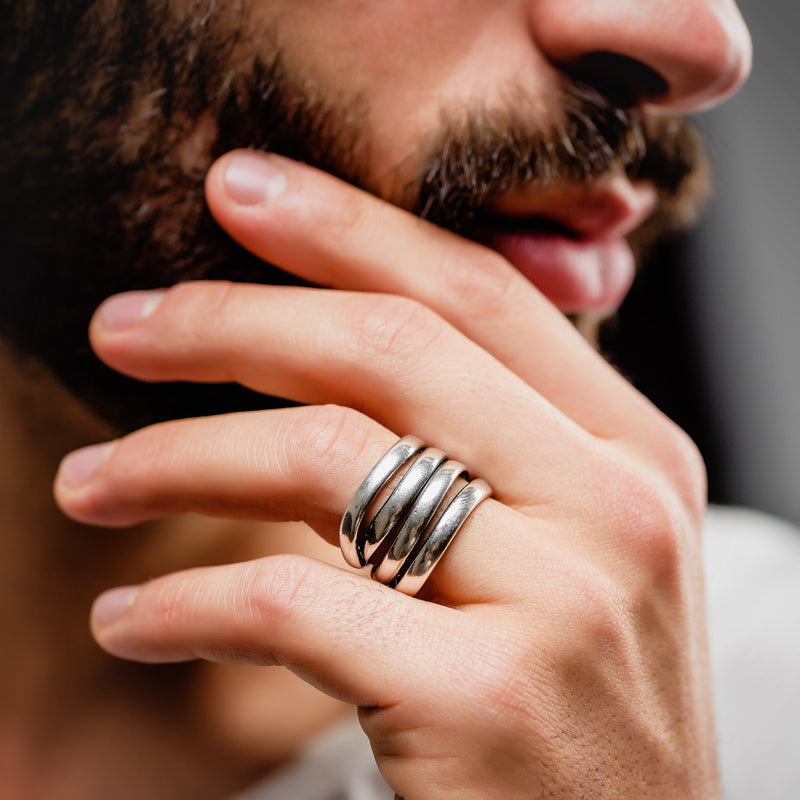 ANELLO TWIST IN ARGENTO BRUNITO 925