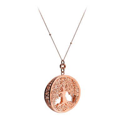 COLLANA LARGE CON CIONDOLO ALBERO VITA TONDO ORO ROSA