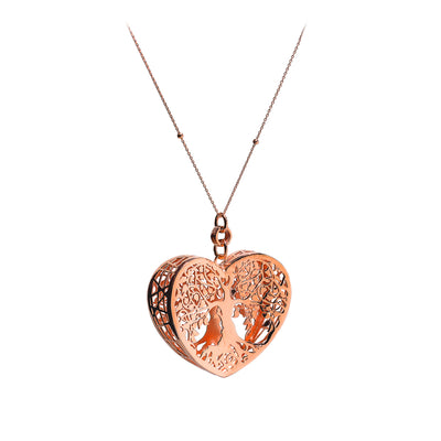 COLLANA LARGE CON CIONDOLO ALBERO VITA CUORE ORO ROSA