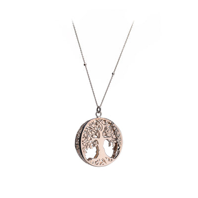 COLLANA MEDIUM CON CIONDOLO ALBERO VITA TONDO ARGENTO
