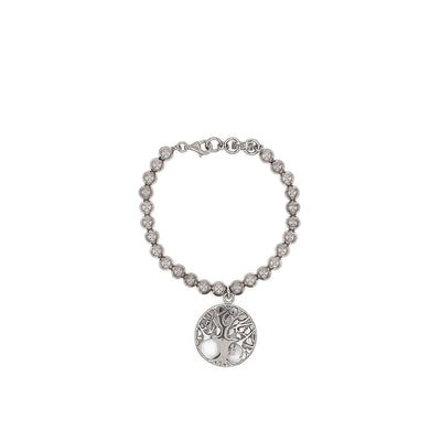 BRACCIALE PALLINE CON CIONDOLO ALBERO VITA TONDO