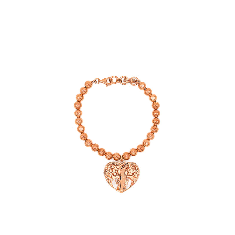 BRACCIALE PALLINE CON CIONDOLO ALBERO VITA CUORE