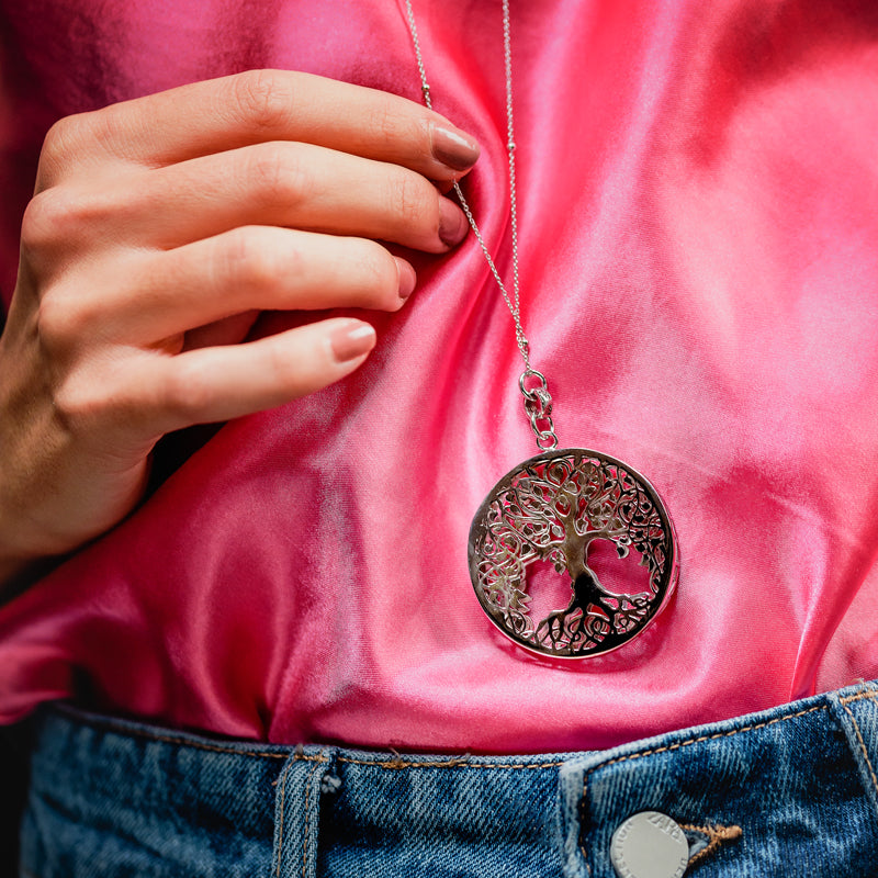 COLLANA LARGE CON CIONDOLO ALBERO VITA TONDO ORO ROSA