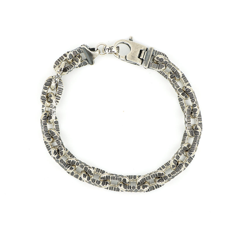 BRACCIALE IN ARGENTO MASSICCIO MAGLIA RIGATA