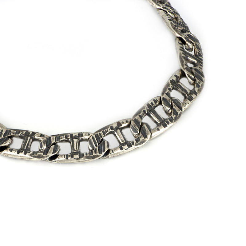 BRACCIALE IN ARGENTO MASSICCIO MAGLIA MARTELLATA