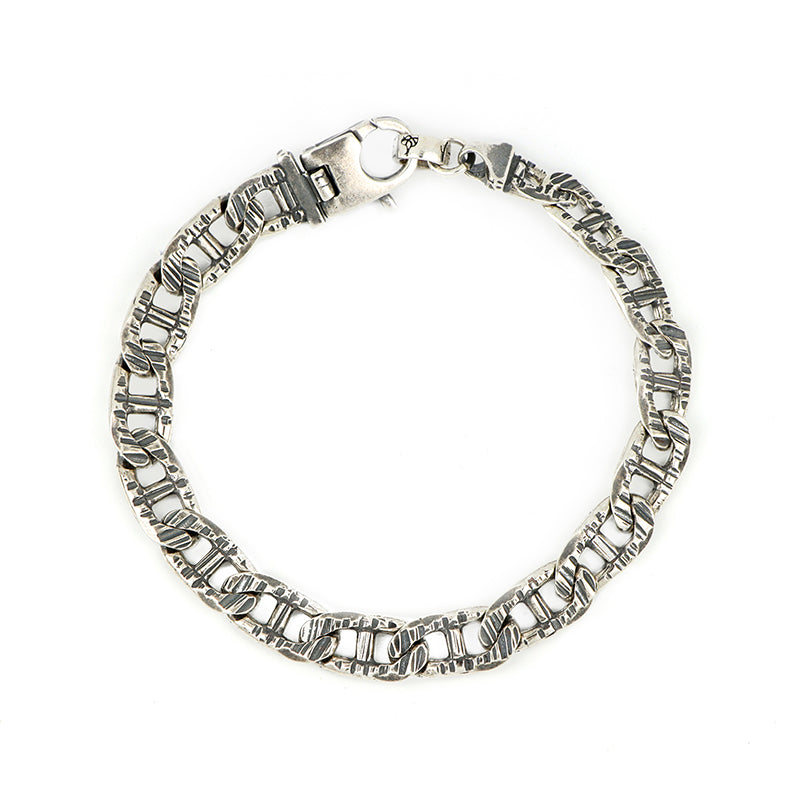 BRACCIALE IN ARGENTO MASSICCIO MAGLIA MARTELLATA