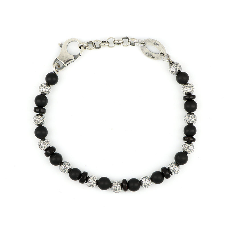 BRACCIALE ARGENTO ONICE E LEGNO