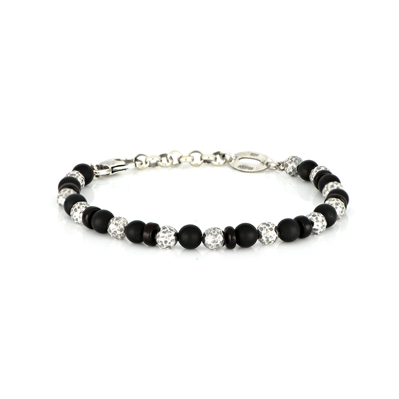 BRACCIALE ARGENTO ONICE E LEGNO