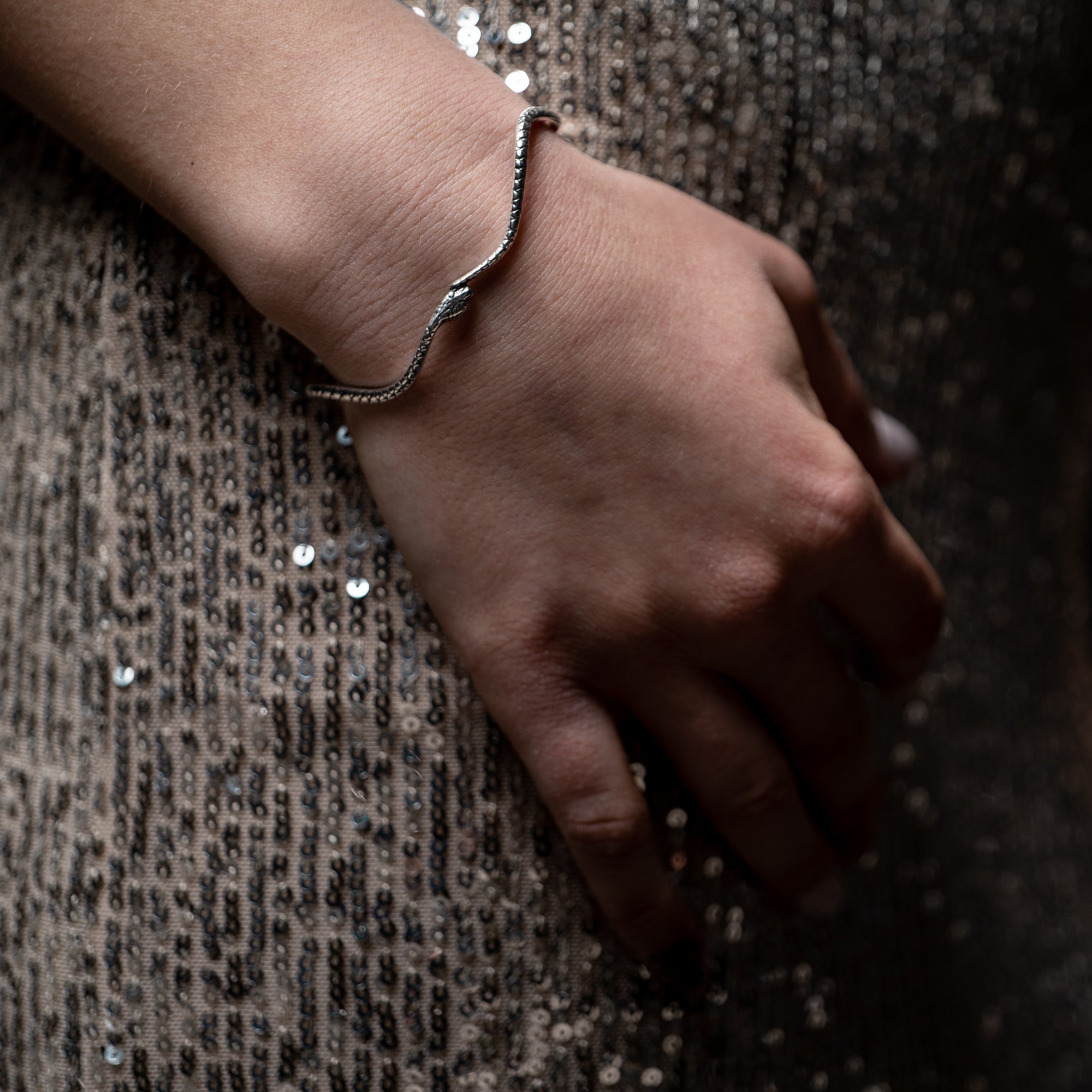 BRACCIALE SCHIAVA IN ARGENTO SERPENTE ALLUNGATO