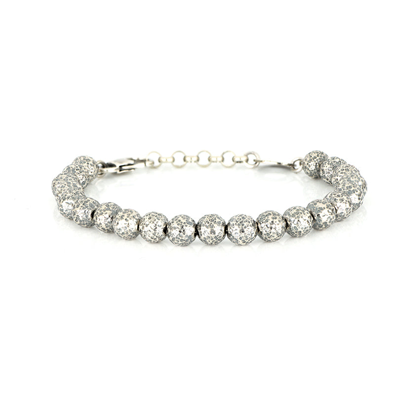 BRACCIALE ARGENTO PALLINE MARTELLATE