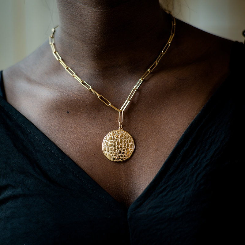 COLLANA LUXURY WILD IN ARGENTO CON PENDENTE TEXTURE COCCODRILLO